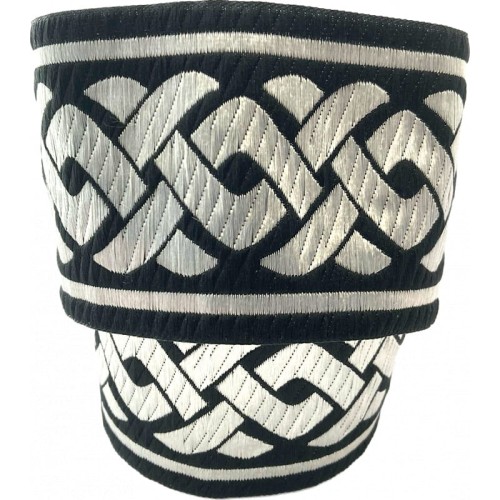 Taśma żakardowa - 70069 - czarno srebrna - 7 cm