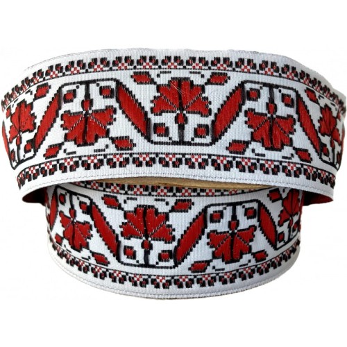 Taśma żakardowa - 35986 - czerwona - 3,5cm