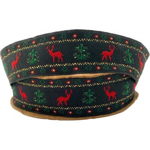 Taśma żakardowa bożonarodzeniowa - 25141 - 2.5cm