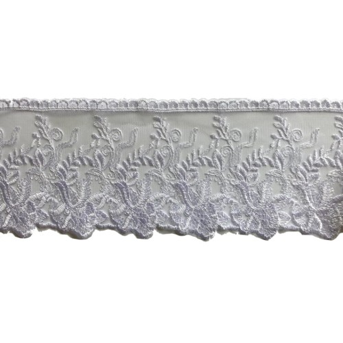 Koronka na tiulu - B0511 - biała - 11cm