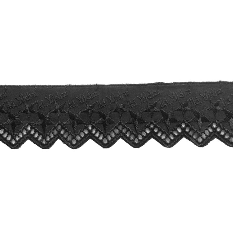 Promocja-Końcówka- 0,90 mb - Haft na batyście - 301 - czarny - 5cm - II gatunek