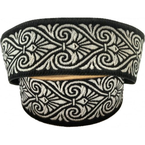 Taśma żakardowa - 35071 – czarno srebrna - 3,5cm