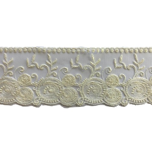 Koronka na tiulu - B0220 - kremowa - 7cm