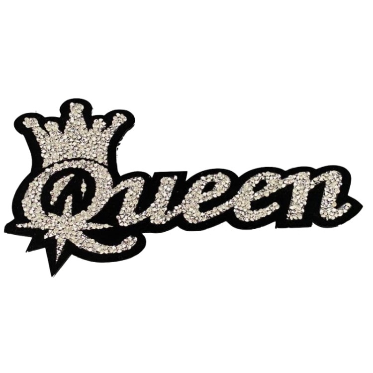 Aplikacja termiczna ze srebrnymi kamieniami Queen