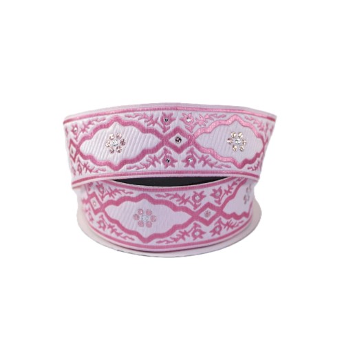 Taśma żakardowa - 35800 - różowa - 3,5 cm