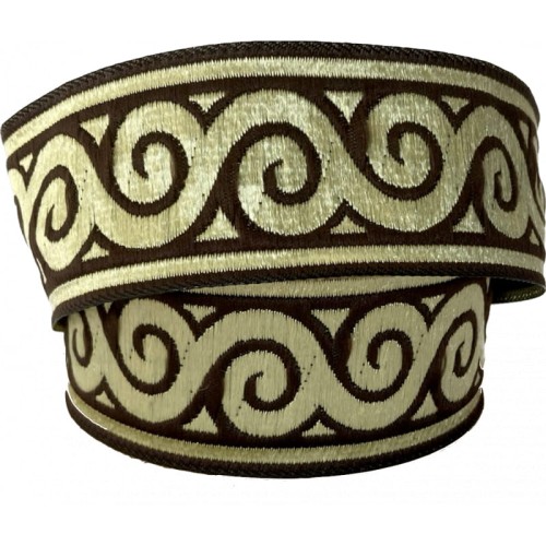 Taśma żakardowa - 35061 - brązowo złota - 3,5cm