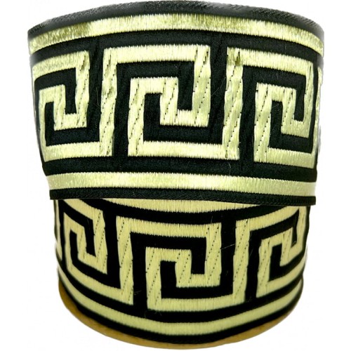 Taśma żakardowa - 50062 – czarno złota - 5cm