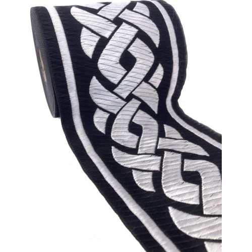 Taśma żakardowa - 100069 - czarno srebrna - 10 cm