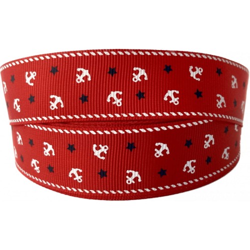 Taśma ozdobna - 25677 v1 – czerwona - 2,5cm