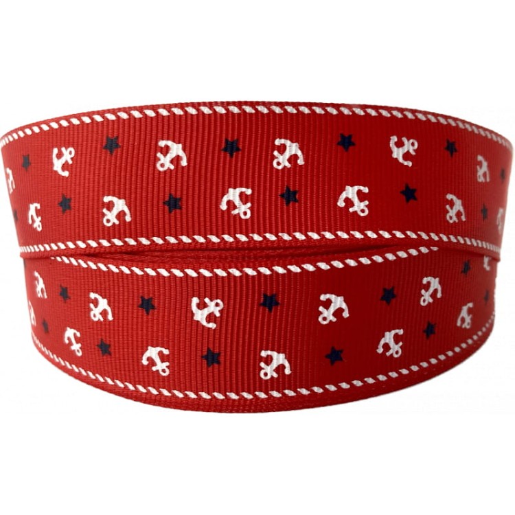 Taśma ozdobna - 25677 v1 – czerwona - 2,5cm