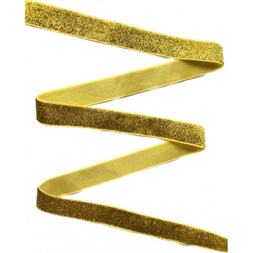 Taśma ozdobna połyskująca z lureksem T-25 - żółta / złota - 2cm