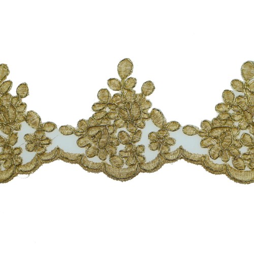 Koronka francuska - 80802 - kremowo - złota, 8cm