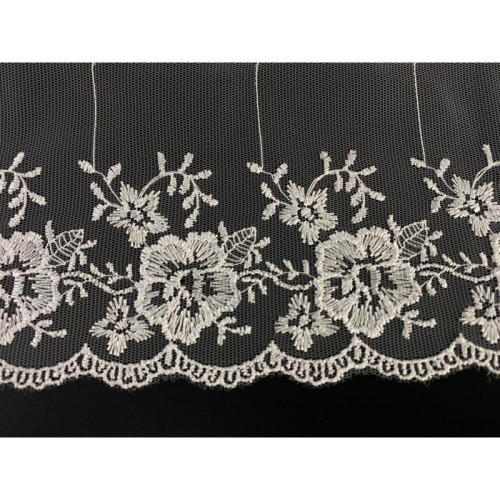 Koronka na tiulu - 0235 - kremowa - 9cm