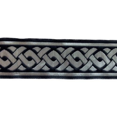 Taśma żakardowa - 35069 - czarno srebrna - 3,5