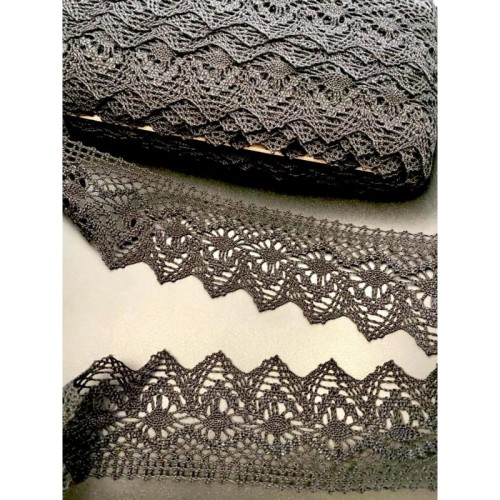 Koronka bawełniana 50 czarna, 6,5 cm