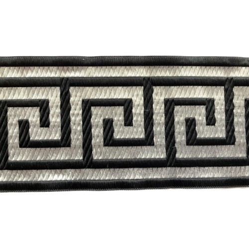 Taśma żakardowa - 100062 – czarno srebrna - 10cm