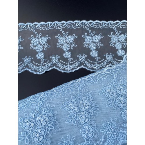Koronka na tiulu - 5164 - baby blue - 9cm