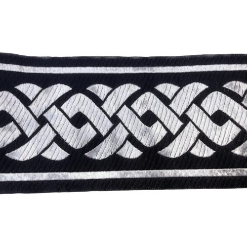 Taśma żakardowa - 100069 - czarno srebrna - 10 cm