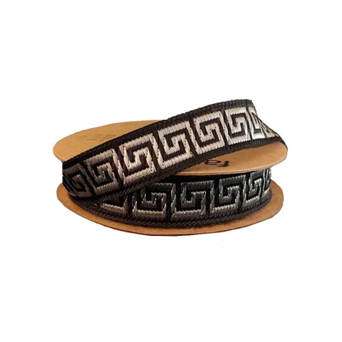 Taśma żakardowa - 16062 – czarno srebrna - 1,5cm