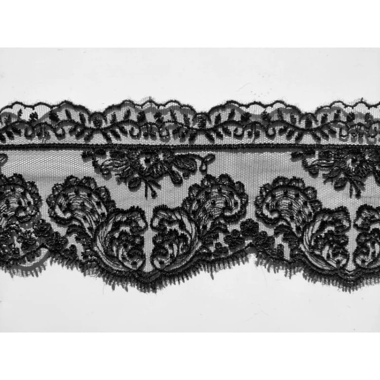 Promocja- Końcówka- 0,5mb- Koronka na tiulu - B0078a - czarna - 9cm