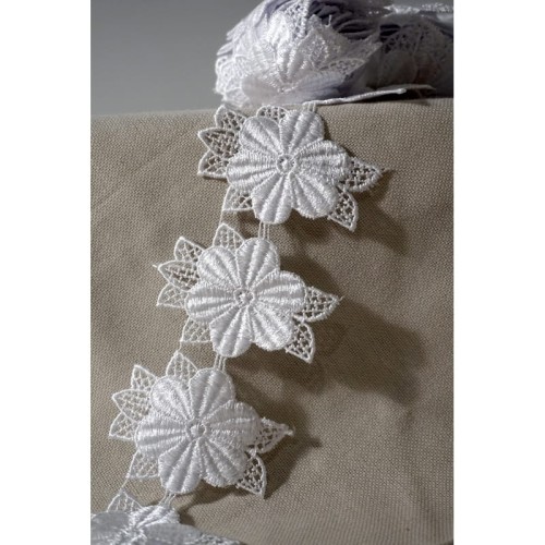 Gipiura aplikacja kwiat - m594 - biała  - 5,5cm