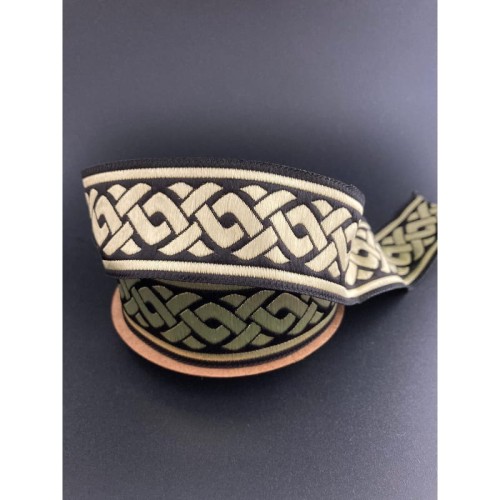 Taśma żakardowa - 35069 - czarno złota - 3,5 cm