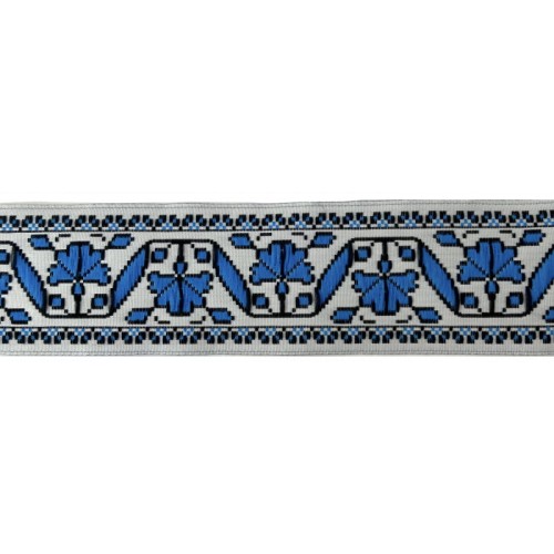 Taśma żakardowa - 35986 - niebieska - 3,5cm