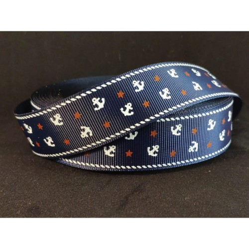 Taśma ozdobna - 25677 v2 – niebieska - 2,5cm