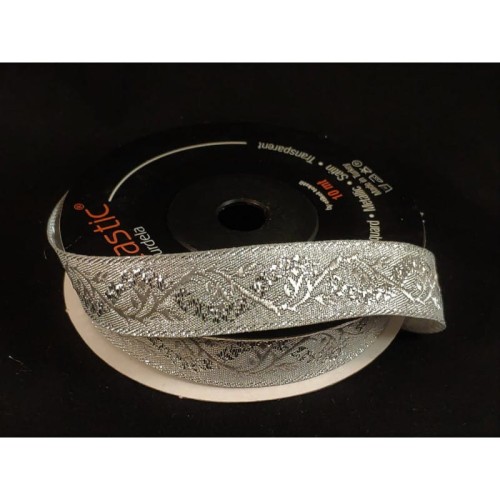 Taśma żakardowa - 16094 - metalizowana srebrna - 1,5cm