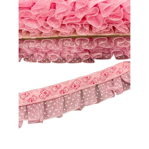 Taśma ozdobna - 25881-KP – różowa - 2,5cm