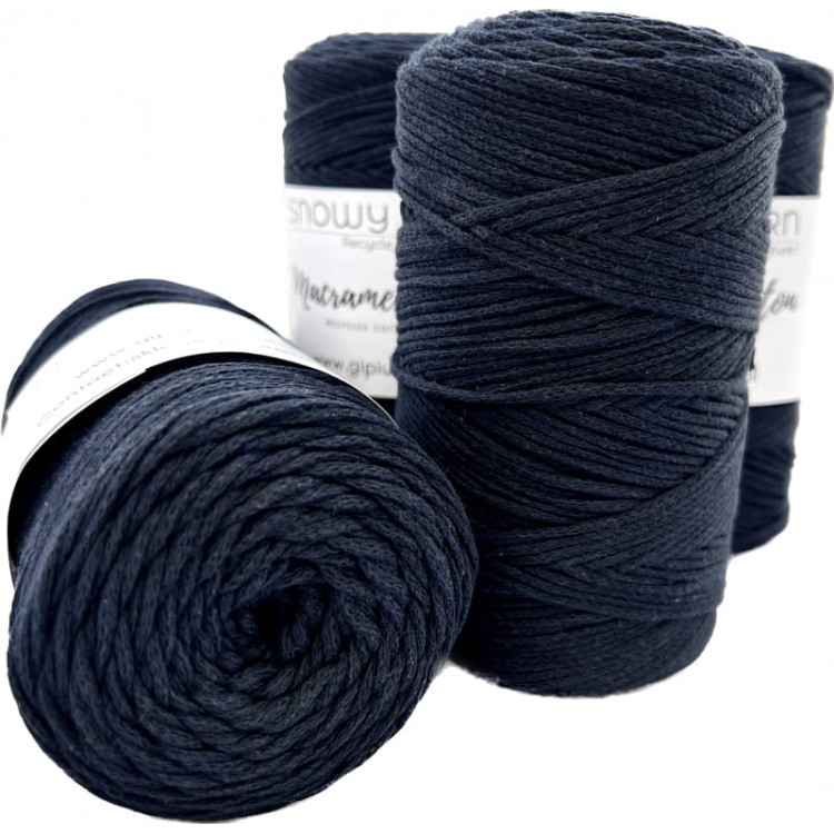 Sznurek bawełniany do makramy  Macrame Cotton Yarn - czarny 09 - 240m