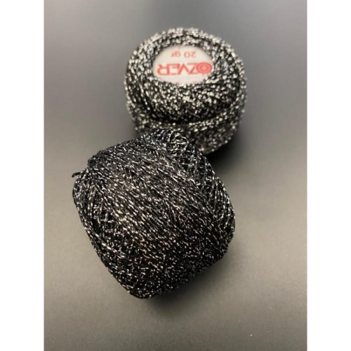 Kordonek, sznurek - 20 gram/70mb - czarny + srebro 58 - 1mm