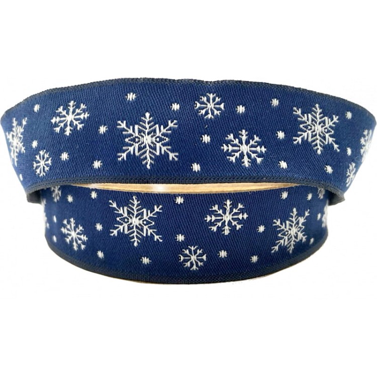 Taśma żakardowa bożonarodzeniowa - 22481 - niebieska - 2,2cm