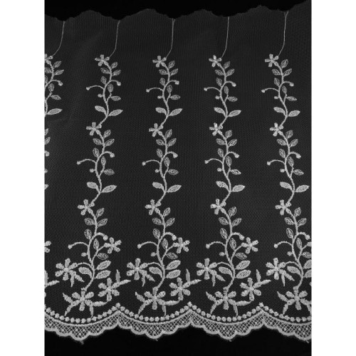 Koronka na tiulu - 0234b - biała - 27cm