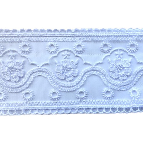 Koronka na tiulu - 3102 - biała -8,5cm