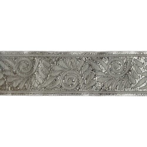 Taśma żakardowa - 35064 – metalizowana srebrna - 3,5cm