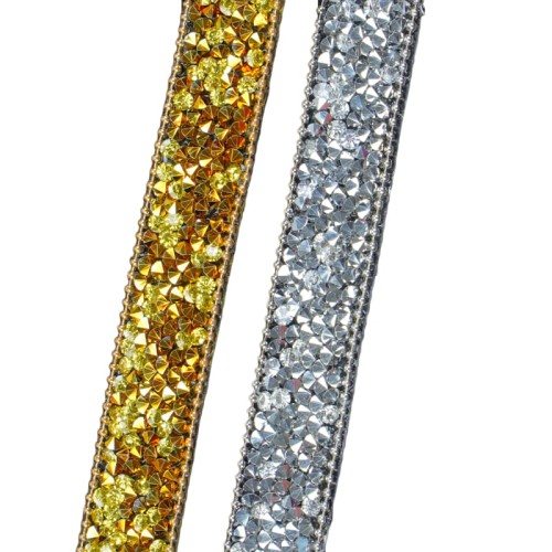 Taśma ozdobna - termo-przylepna ze srebrnymi kamieniami -1,5 cm