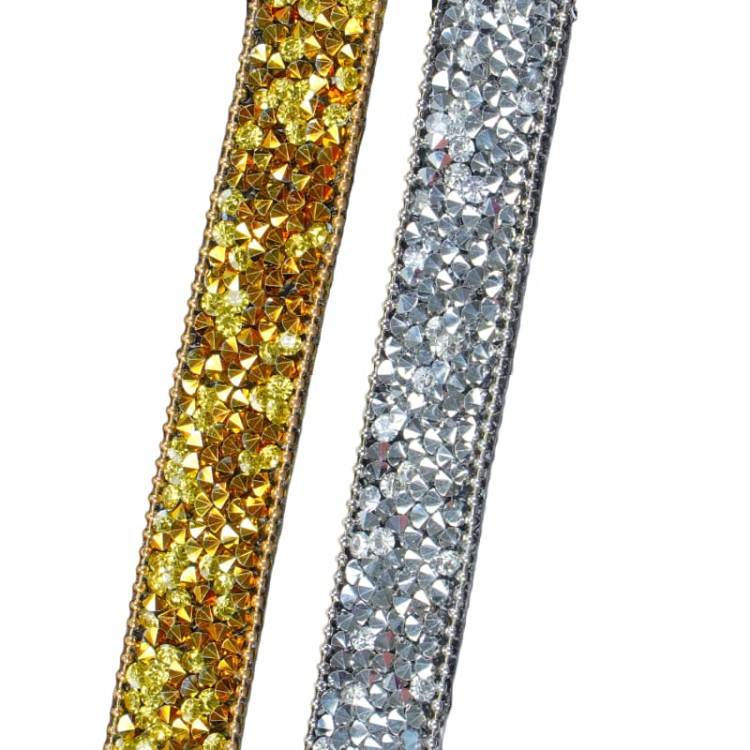 Taśma ozdobna - termo-przylepna ze srebrnymi kamieniami -1,5 cm