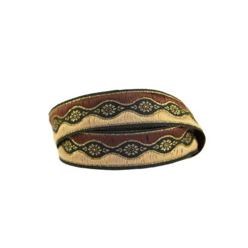 Taśma żakardowa - 25924 v3 - cappuccino / brąz - 2,5 cm