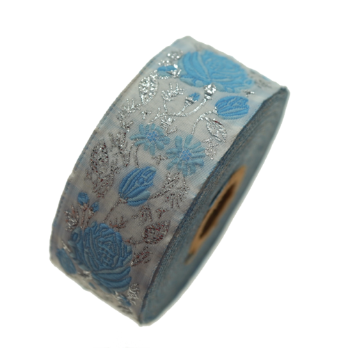 Taśma żakardowa - 35089 – niebieska - 3,5cm