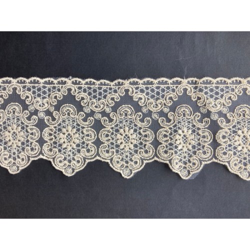 Koronka na tiulu - 3199 - beżowa - 9cm