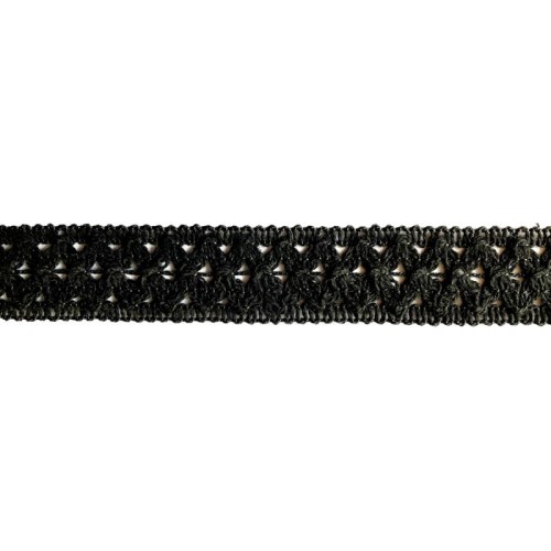 Taśma ozdobna bawełniana - czarna - 2,2 cm