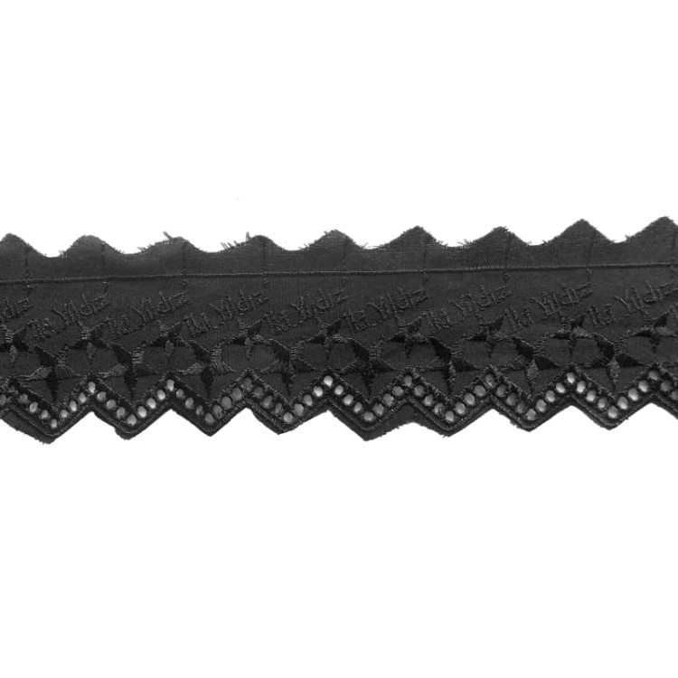 Promocja-Końcówka- 0,60 mb - Haft na batyście - 301 - czarny - 5cm - II gatunek