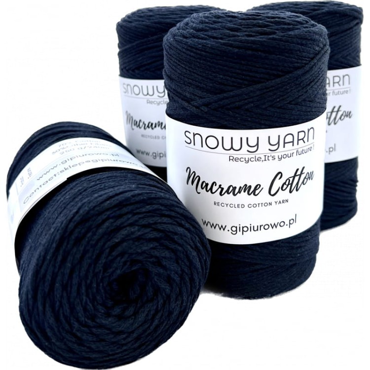Sznurek bawełniany do makramy  Macrame Cotton Yarn - czarny 09 - 240m