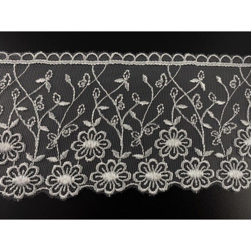 Koronka na tiulu - B0501 - szara - 8cm