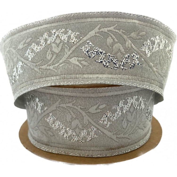 Taśma żakardowa - 35094 - metalizowana srebrna - 3,5cm