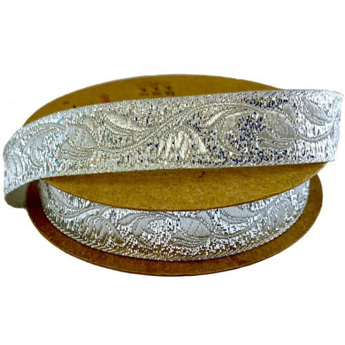 Taśma żakardowa - 16090 - metalizowana srebrna - 1,5cm