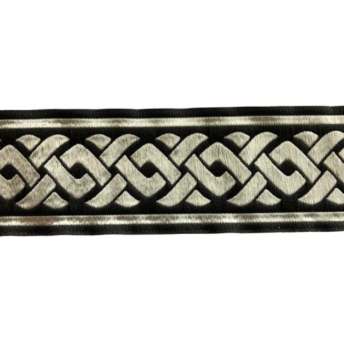 Taśma żakardowa - 50069 - czarno srebrna - 5 cm