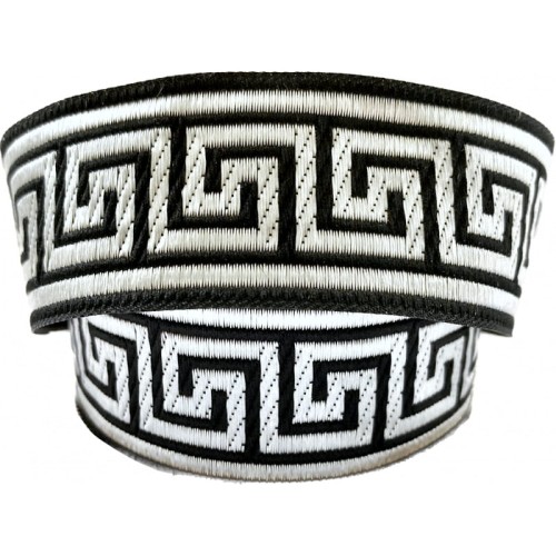 Taśma żakardowa - 35062 – czarno-srebrna - 3,5cm