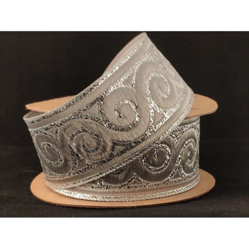 Taśma żakardowa - 35061 - metalizowana srebrna - 3,5cm